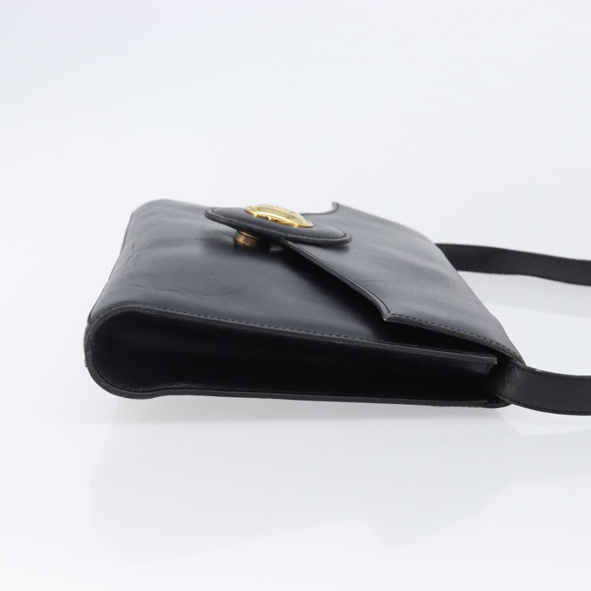 Christian Dior Shoulder Bag Leather Black Gold Auth bs37186