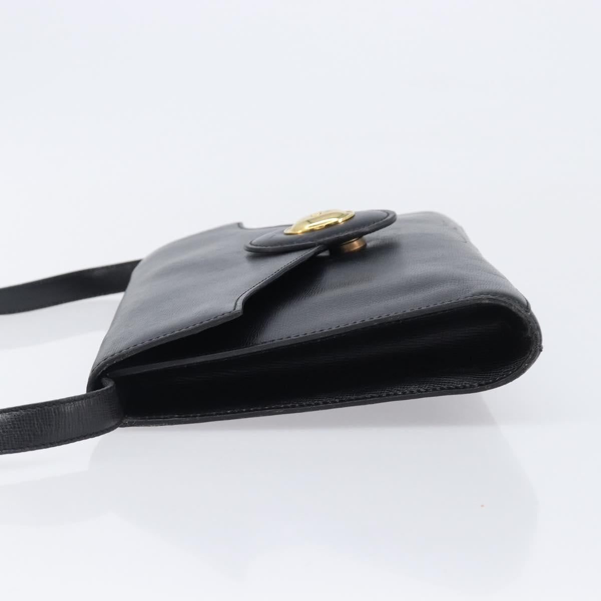 Christian Dior Shoulder Bag Leather Black Gold Auth bs37186