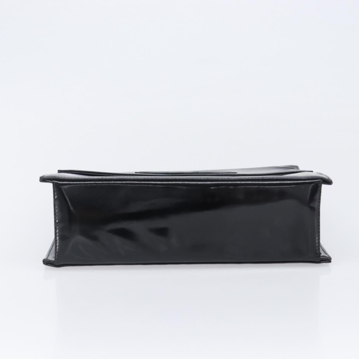 CHANEL COCO Mark Chain Hand Bag Patent leather Black Silver CC Auth bs37188