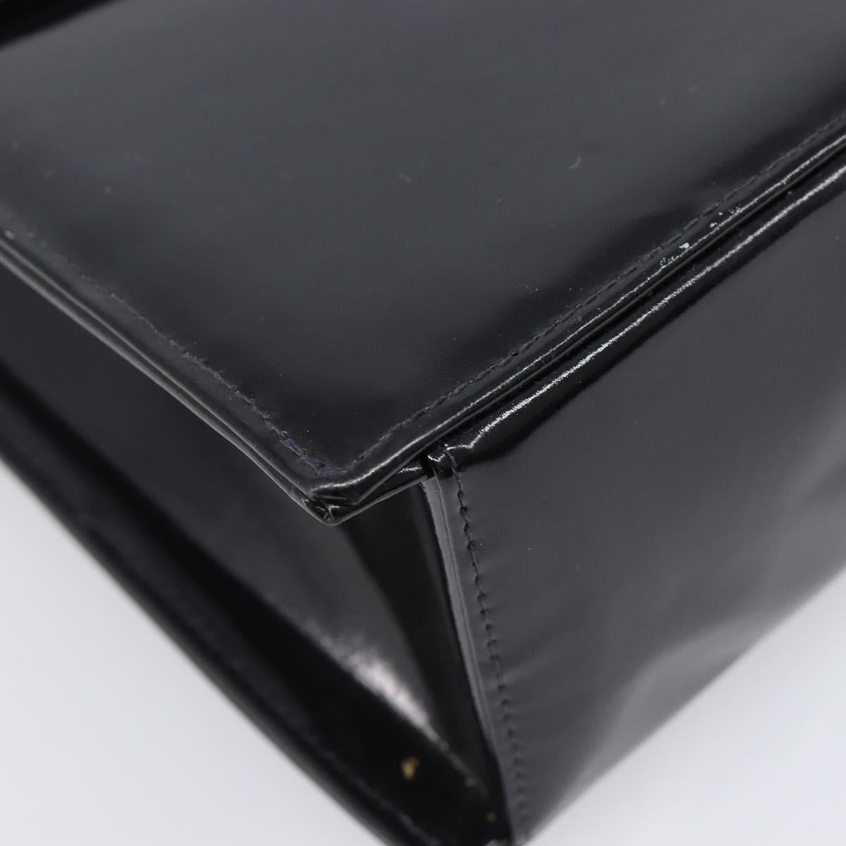 CHANEL COCO Mark Chain Hand Bag Patent leather Black Silver CC Auth bs37188