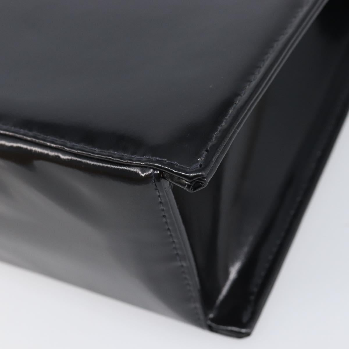 CHANEL COCO Mark Chain Hand Bag Patent leather Black Silver CC Auth bs37188