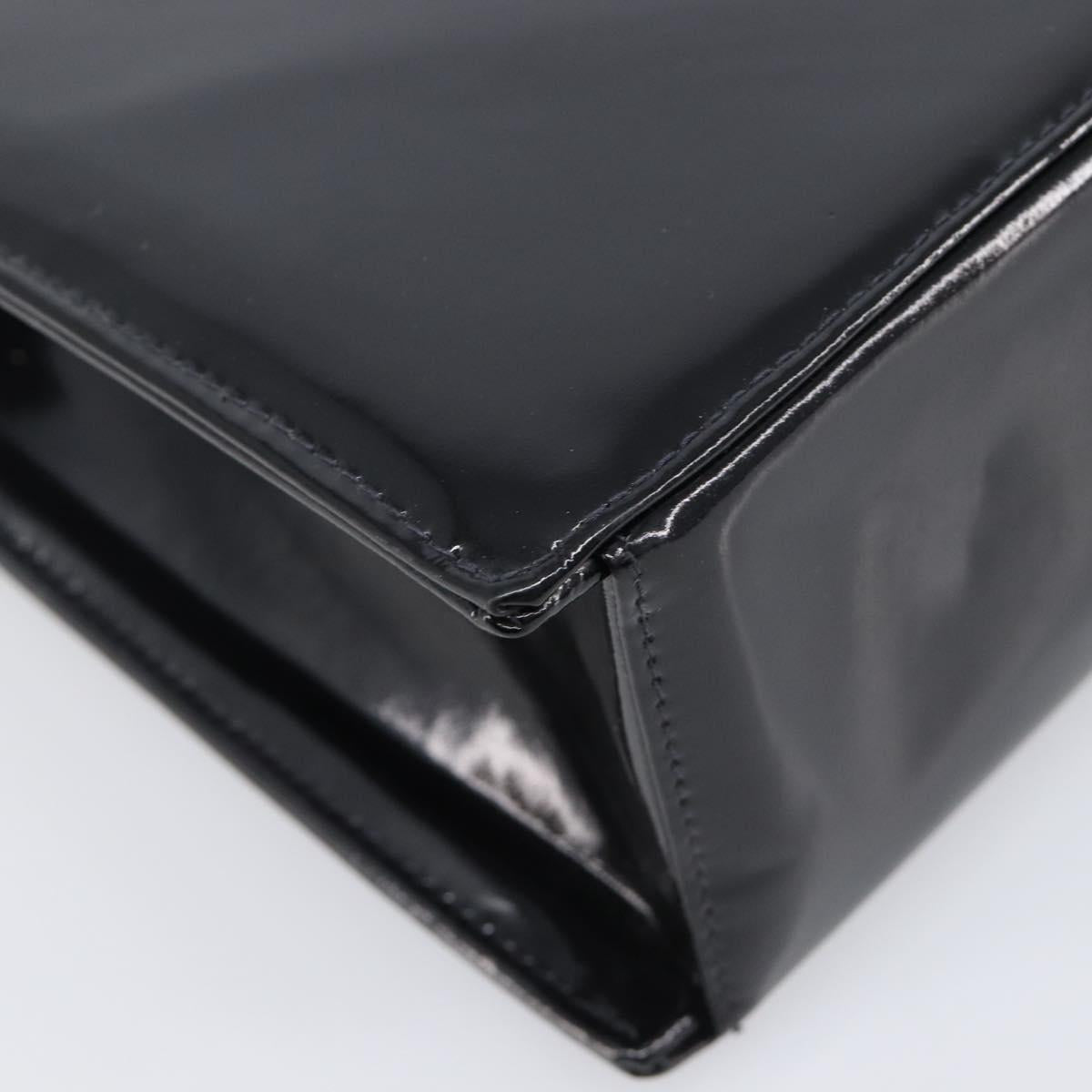 CHANEL COCO Mark Chain Hand Bag Patent leather Black Silver CC Auth bs37188