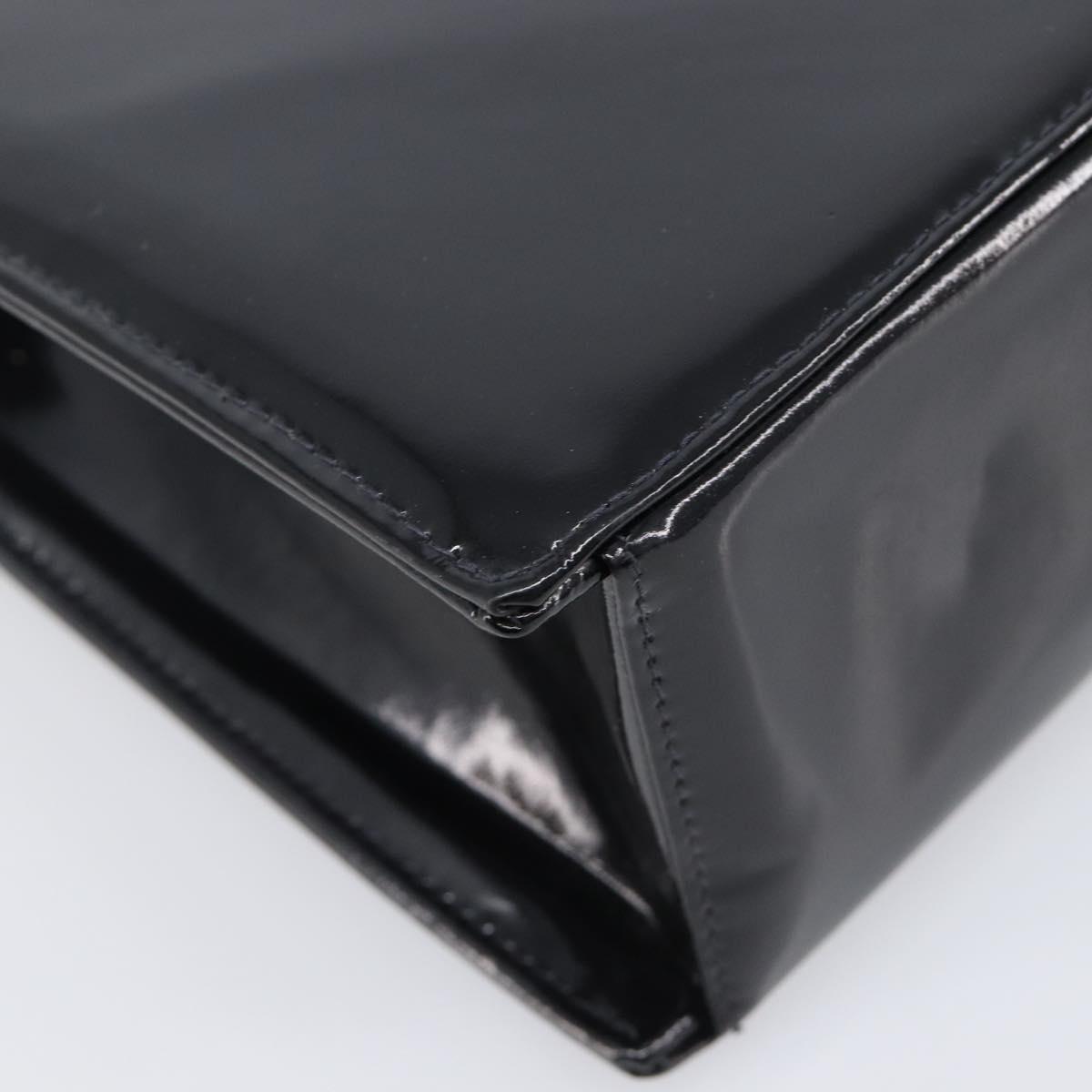 CHANEL COCO Mark Chain Hand Bag Patent leather Black Silver CC Auth bs37188