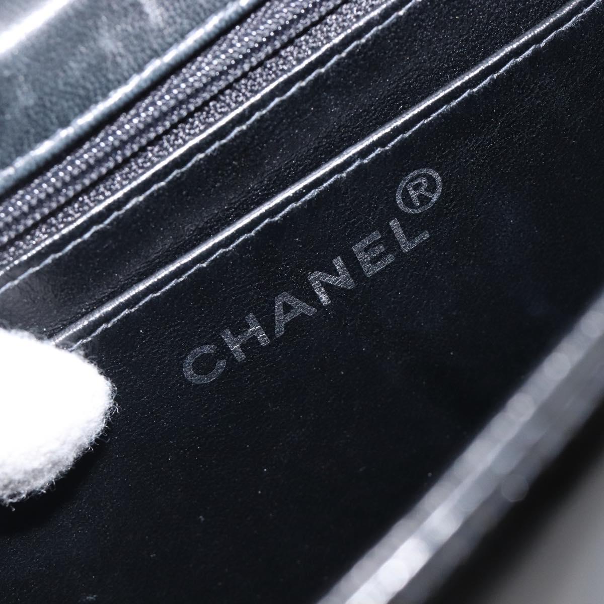 CHANEL COCO Mark Chain Hand Bag Patent leather Black Silver CC Auth bs37188