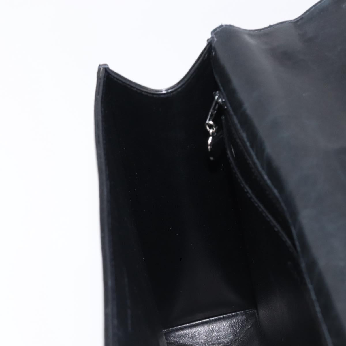 CHANEL COCO Mark Chain Hand Bag Patent leather Black Silver CC Auth bs37188