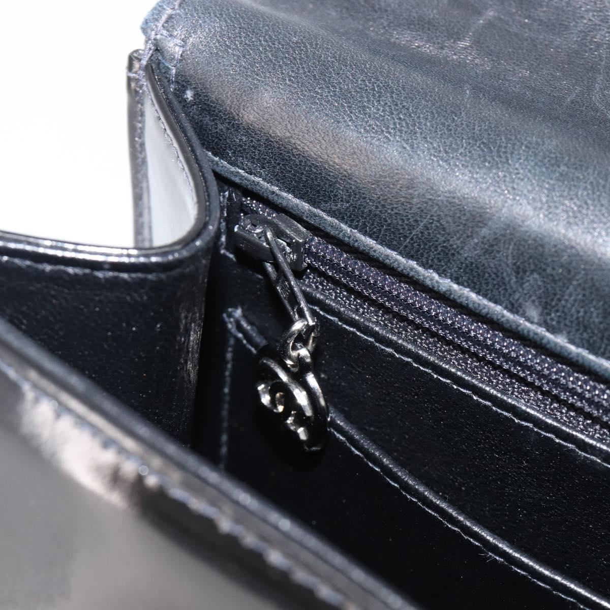 CHANEL COCO Mark Chain Hand Bag Patent leather Black Silver CC Auth bs37188