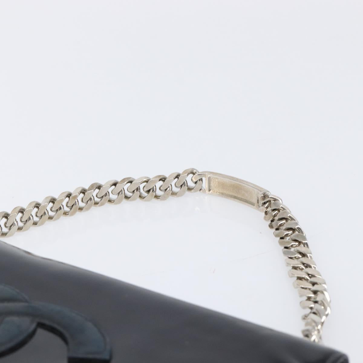 CHANEL COCO Mark Chain Hand Bag Patent leather Black Silver CC Auth bs37188
