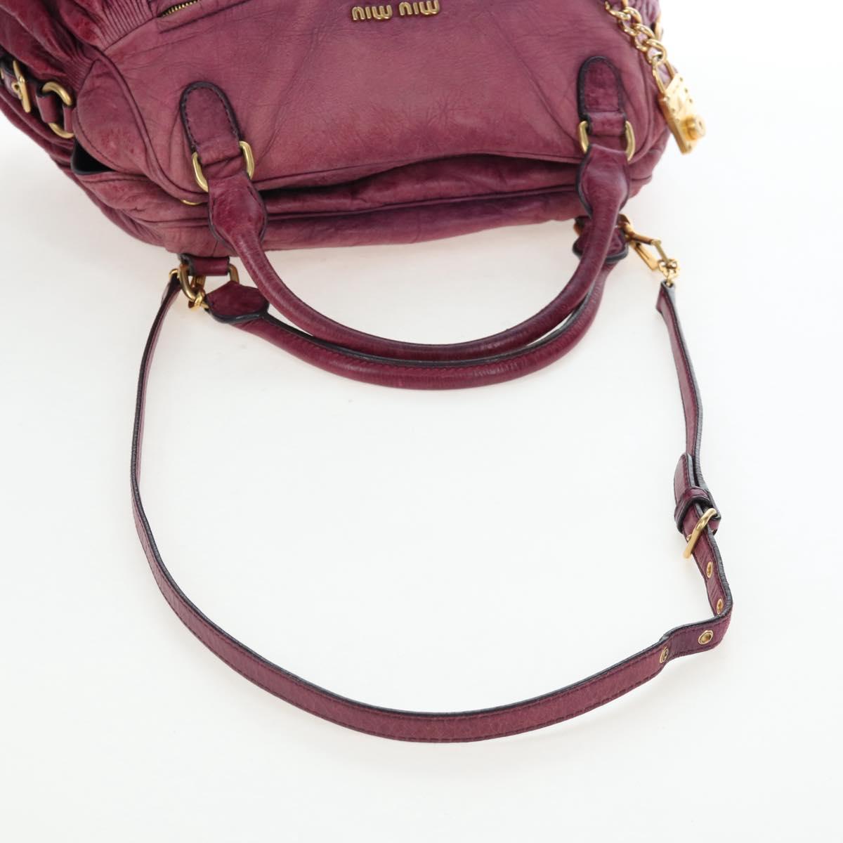 Miu Miu Hand Bag Leather 2way Pink Gold Auth bs37189