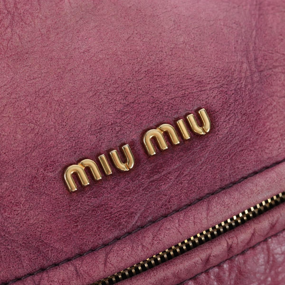 Miu Miu Hand Bag Leather 2way Pink Gold Auth bs37189