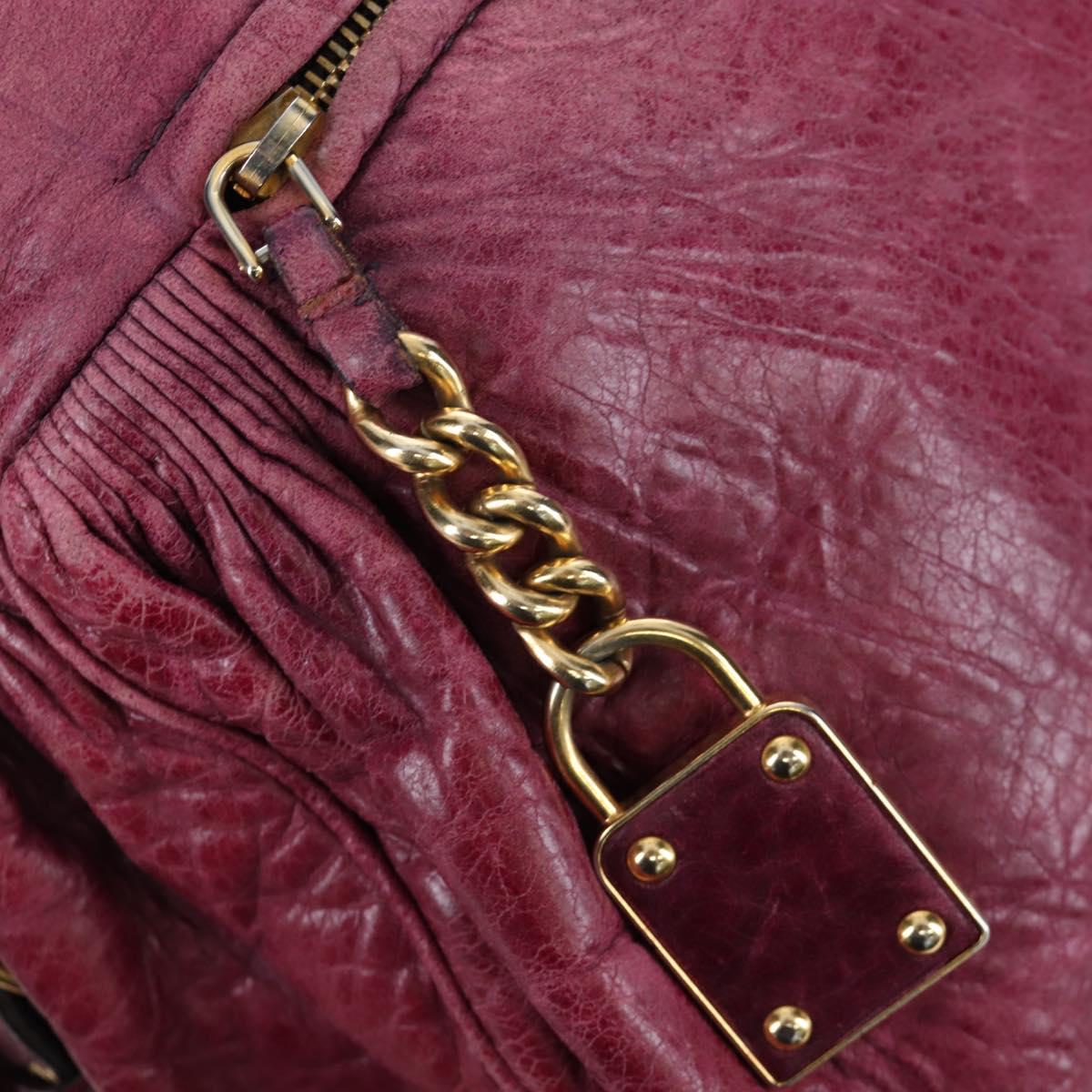 Miu Miu Hand Bag Leather 2way Pink Gold Auth bs37189