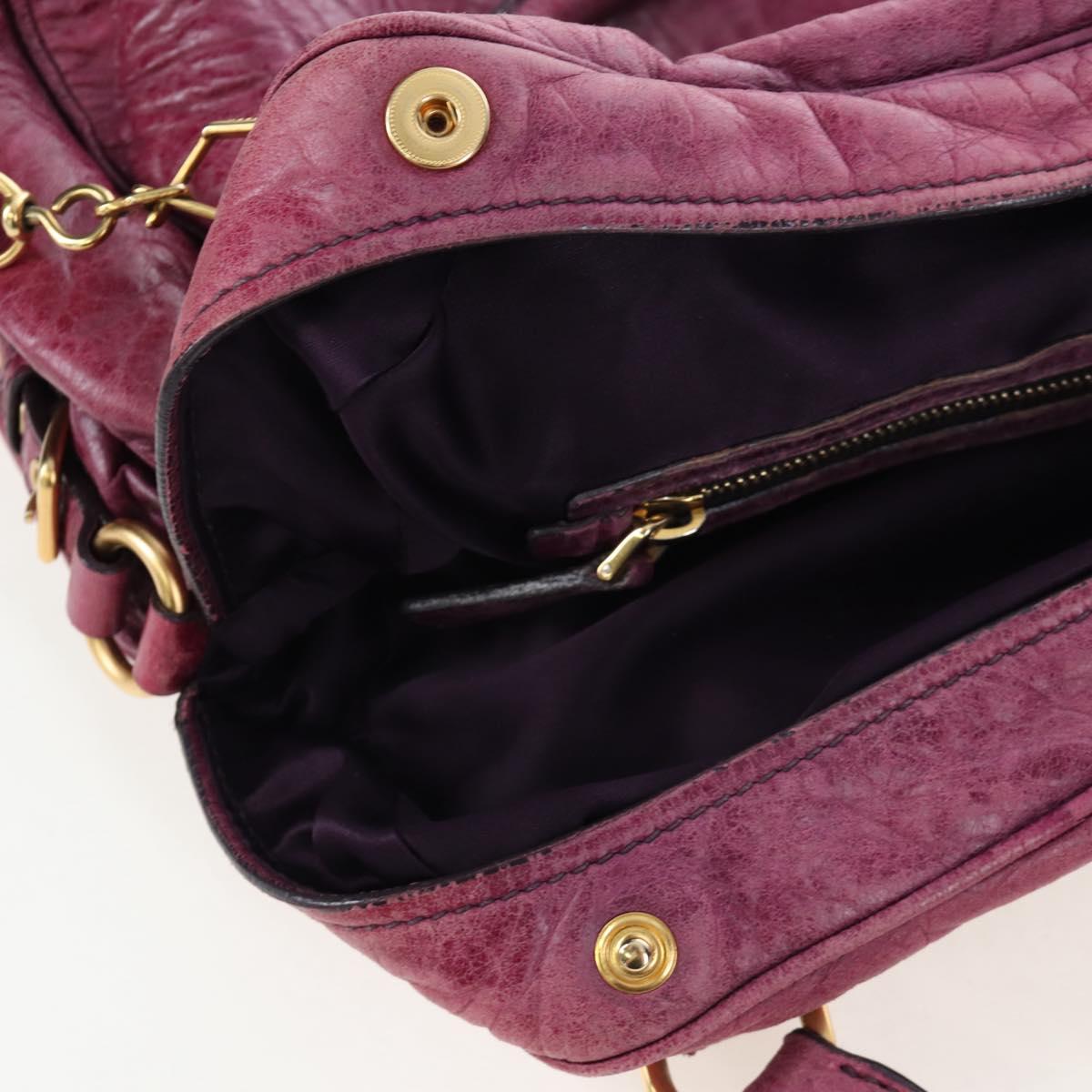 Miu Miu Hand Bag Leather 2way Pink Gold Auth bs37189