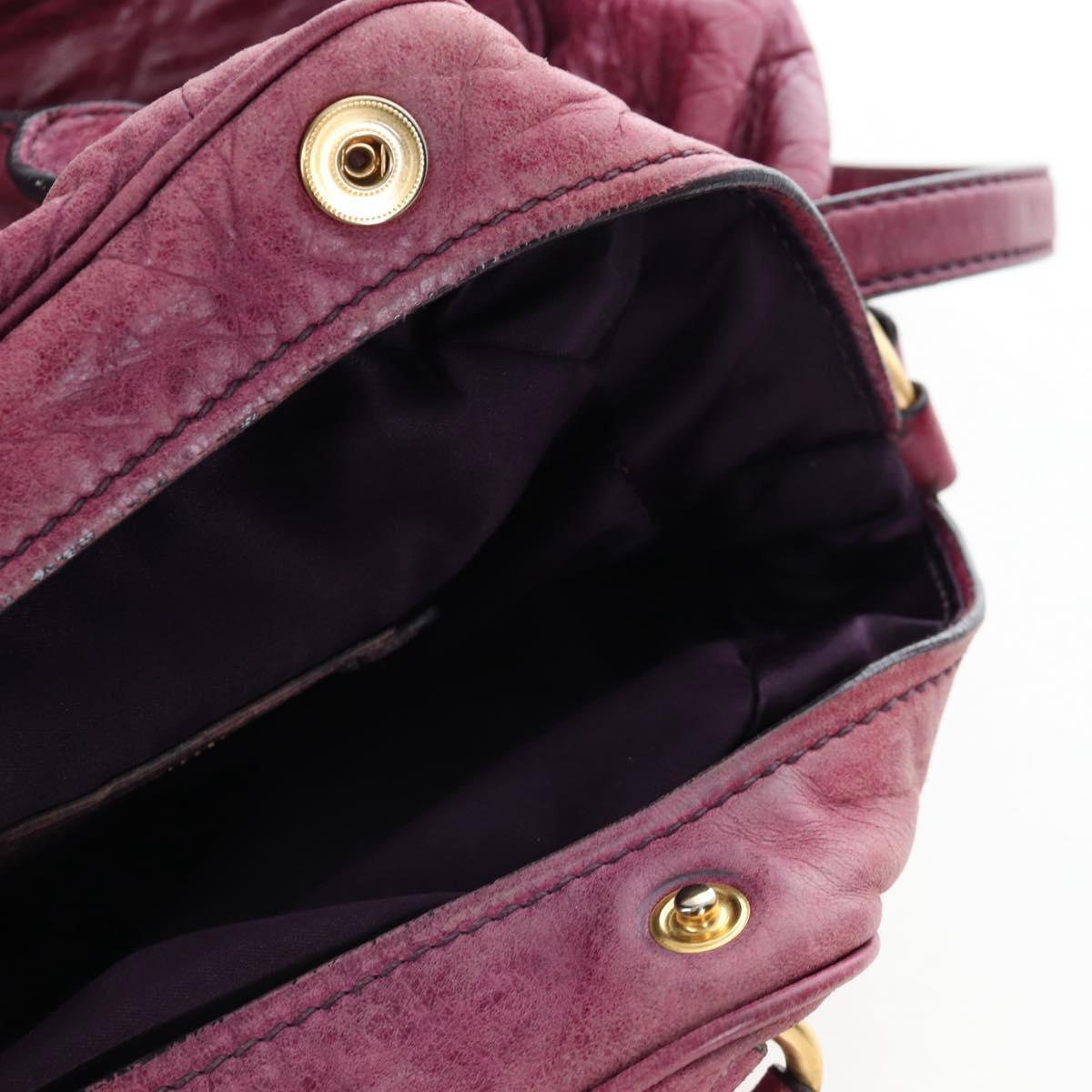 Miu Miu Hand Bag Leather 2way Pink Gold Auth bs37189