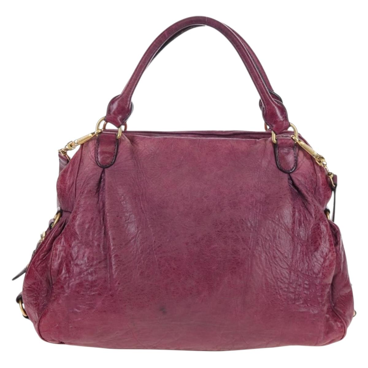 Miu Miu Hand Bag Leather 2way Pink Gold Auth bs37189