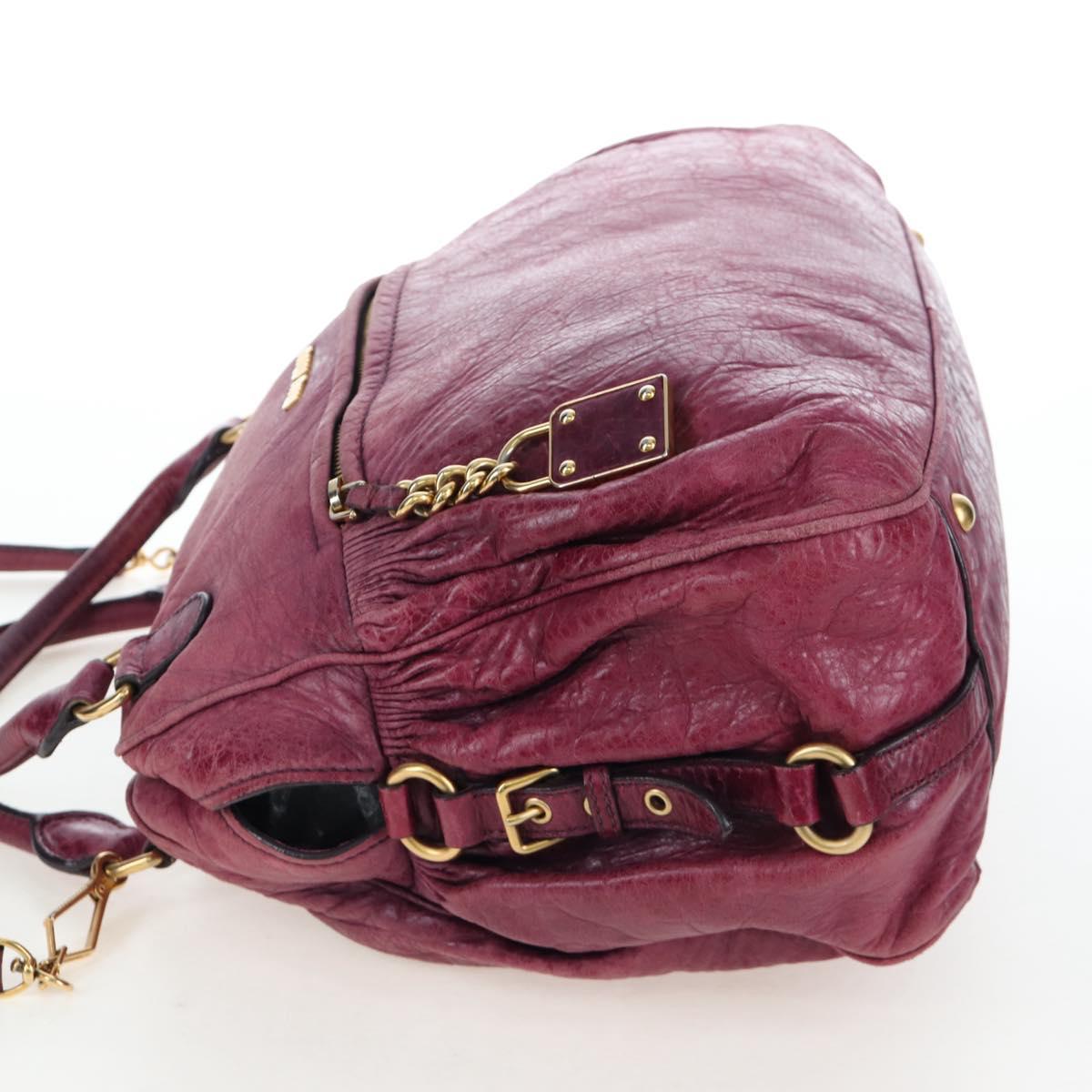 Miu Miu Hand Bag Leather 2way Pink Gold Auth bs37189