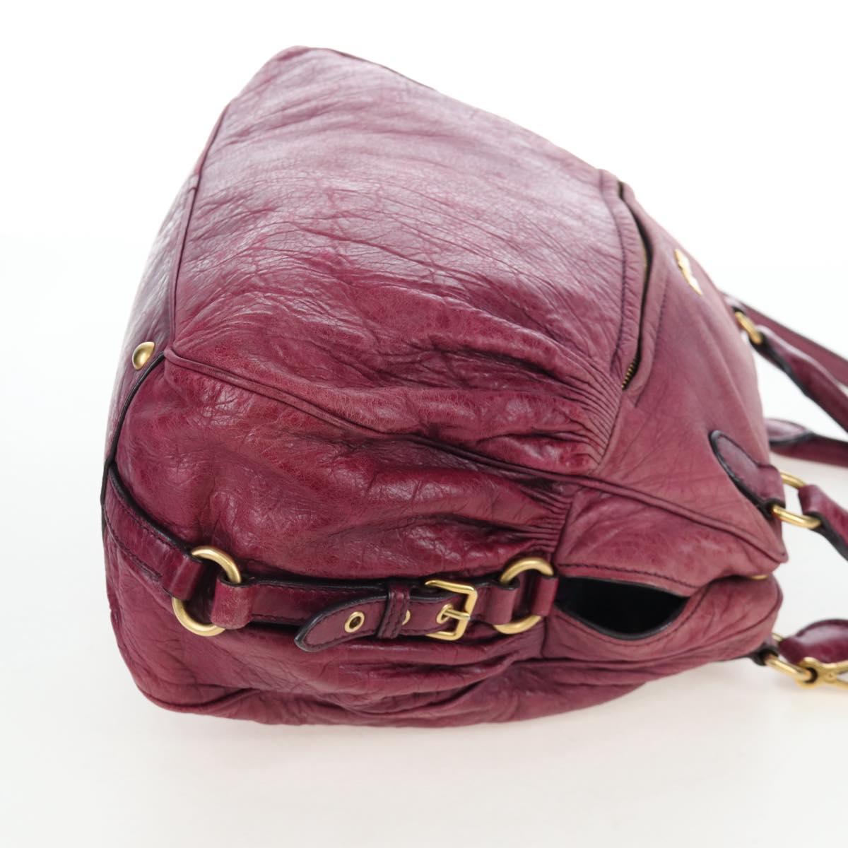 Miu Miu Hand Bag Leather 2way Pink Gold Auth bs37189