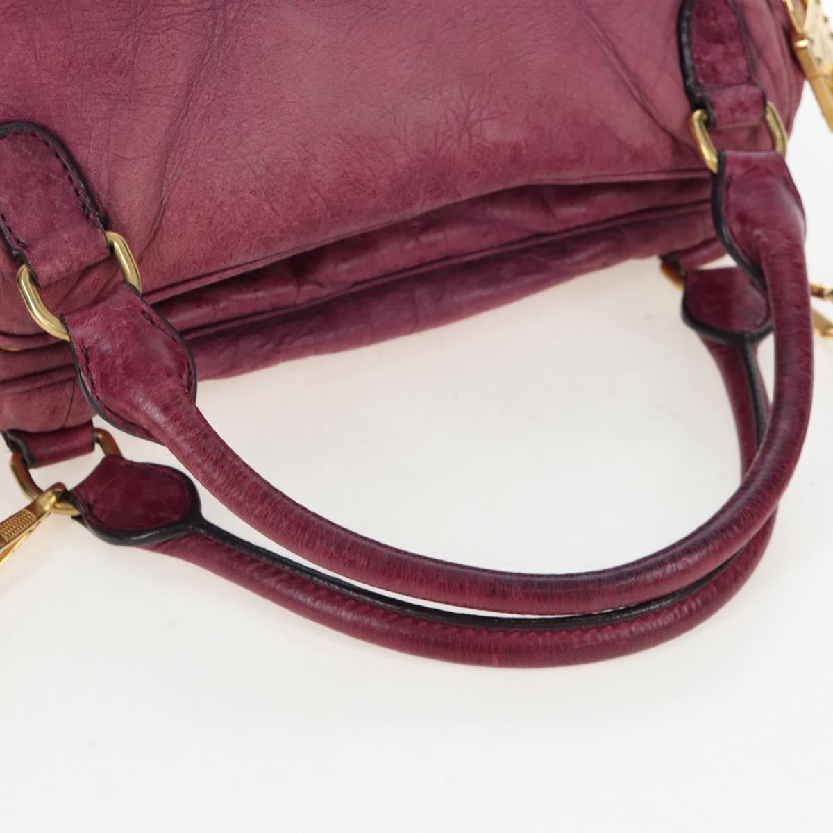 Miu Miu Hand Bag Leather 2way Pink Gold Auth bs37189