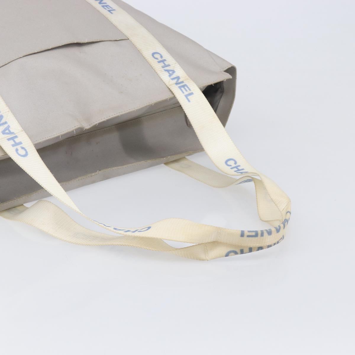 CHANEL Sports Tote Bag Nylon Gray Silver CC Auth bs37193