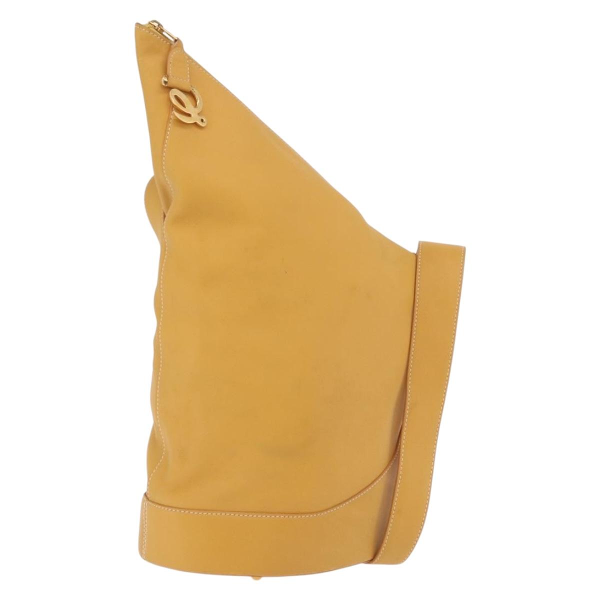 LOEWE Shoulder Bag Leather Beige Gold Auth bs37200A