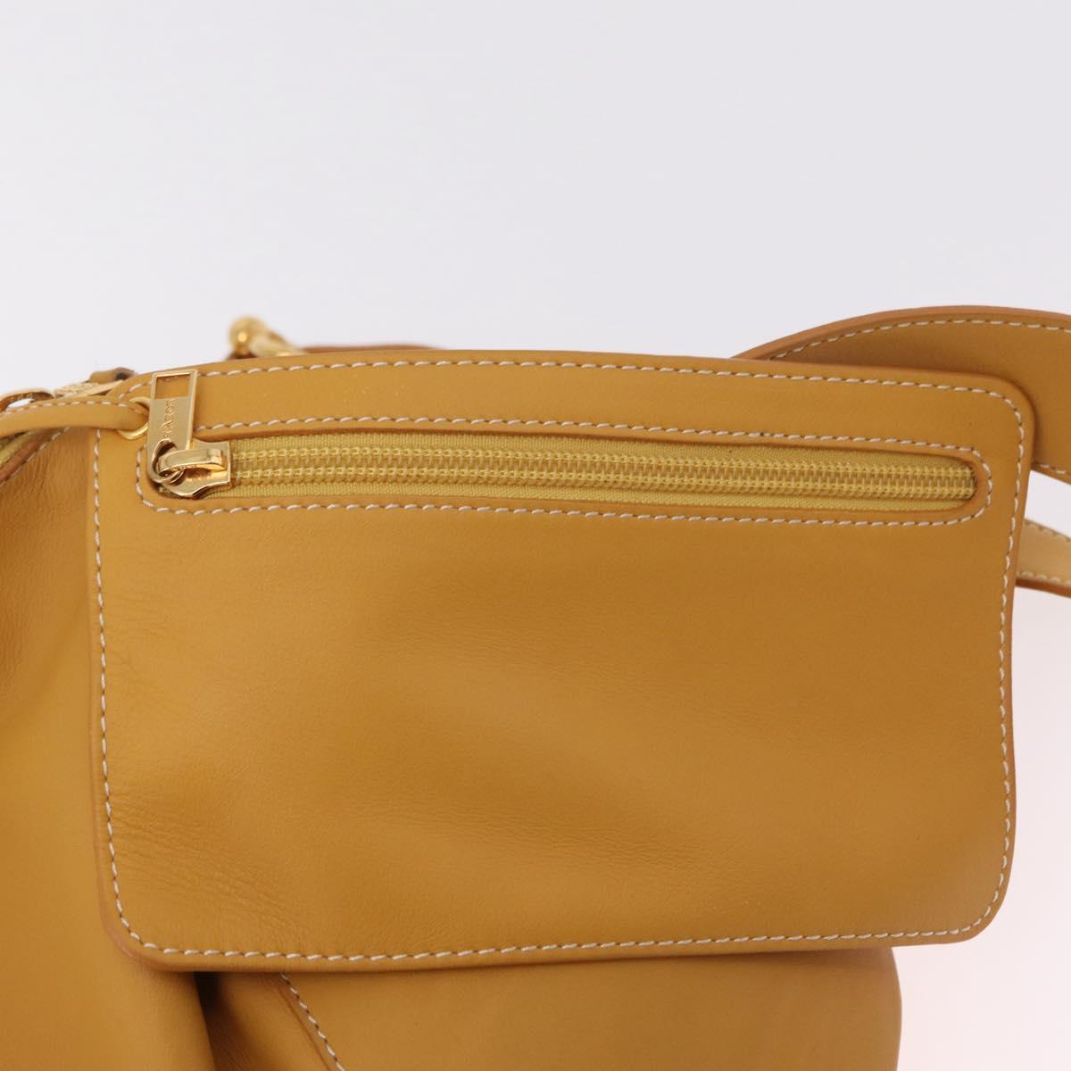 LOEWE Shoulder Bag Leather Beige Gold Auth bs37200A