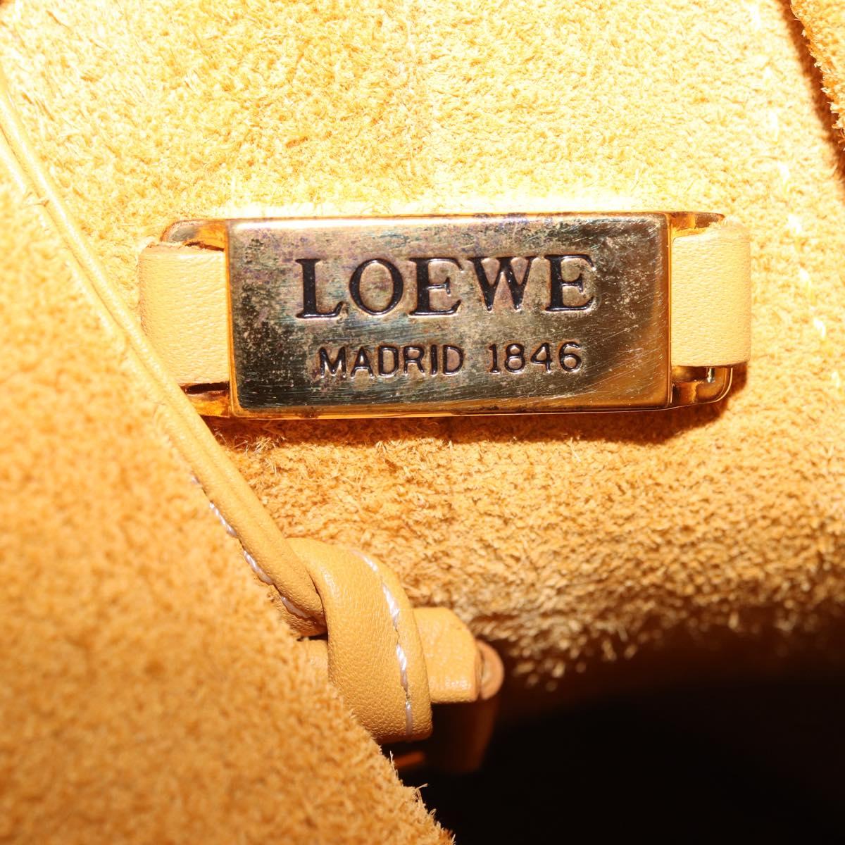 LOEWE Shoulder Bag Leather Beige Gold Auth bs37200A