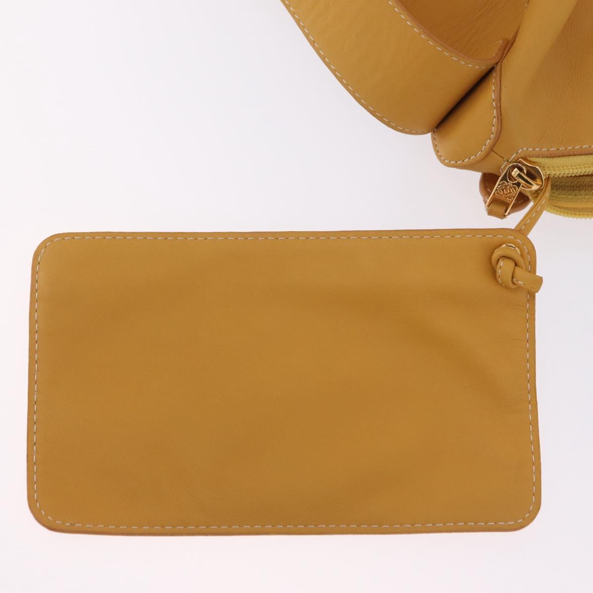 LOEWE Shoulder Bag Leather Beige Gold Auth bs37200A