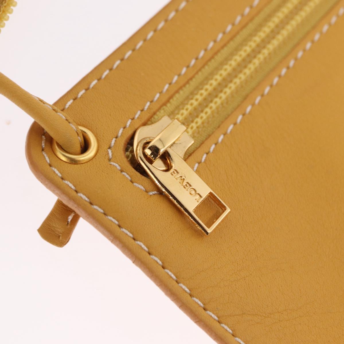 LOEWE Shoulder Bag Leather Beige Gold Auth bs37200A