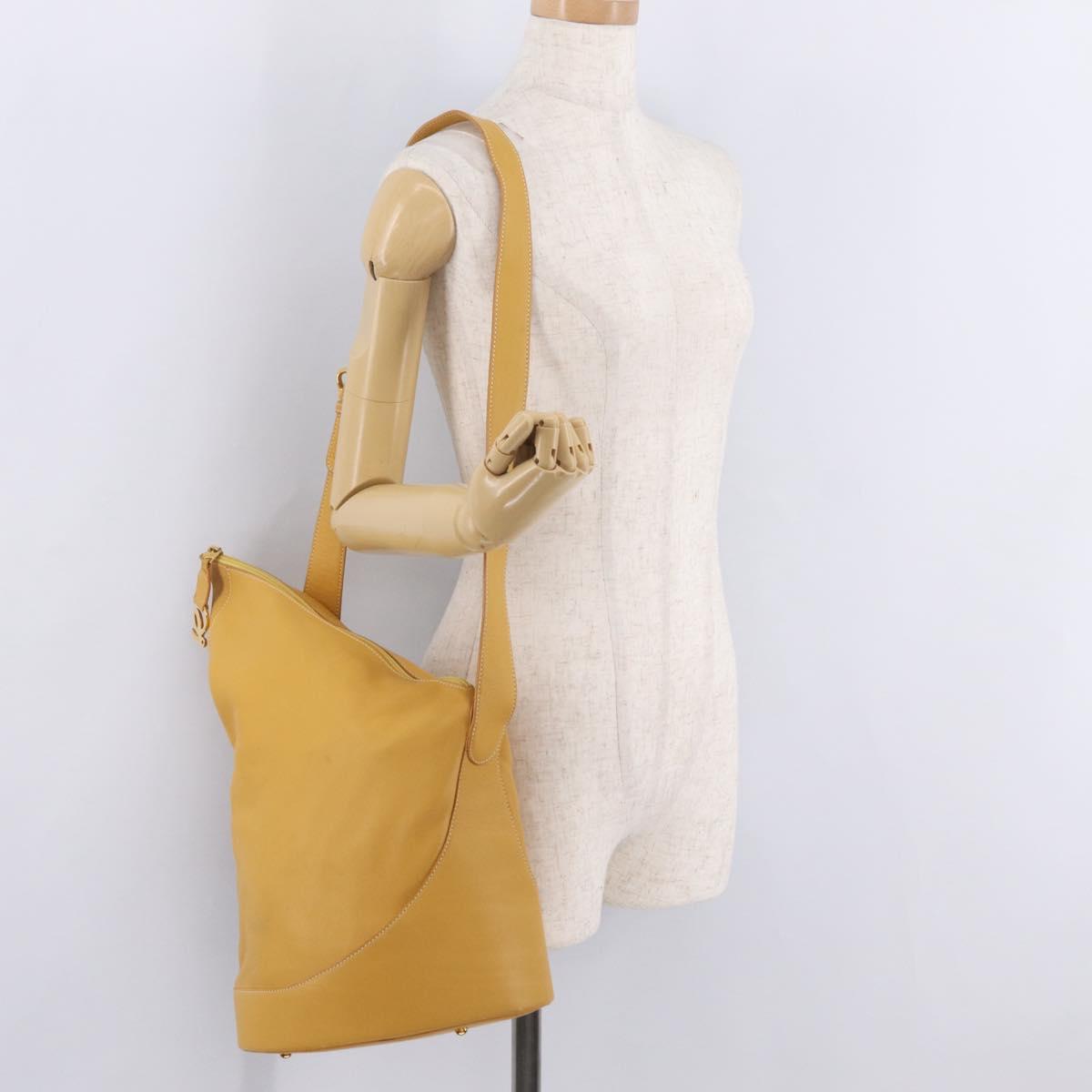 LOEWE Shoulder Bag Leather Beige Gold Auth bs37200A