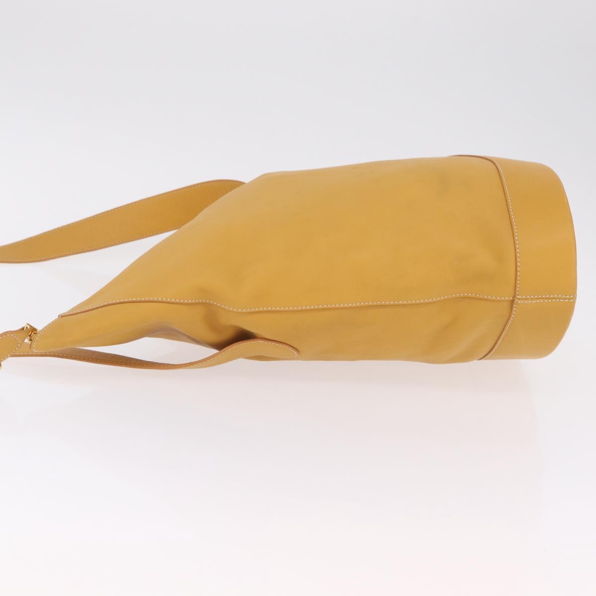 LOEWE Shoulder Bag Leather Beige Gold Auth bs37200A
