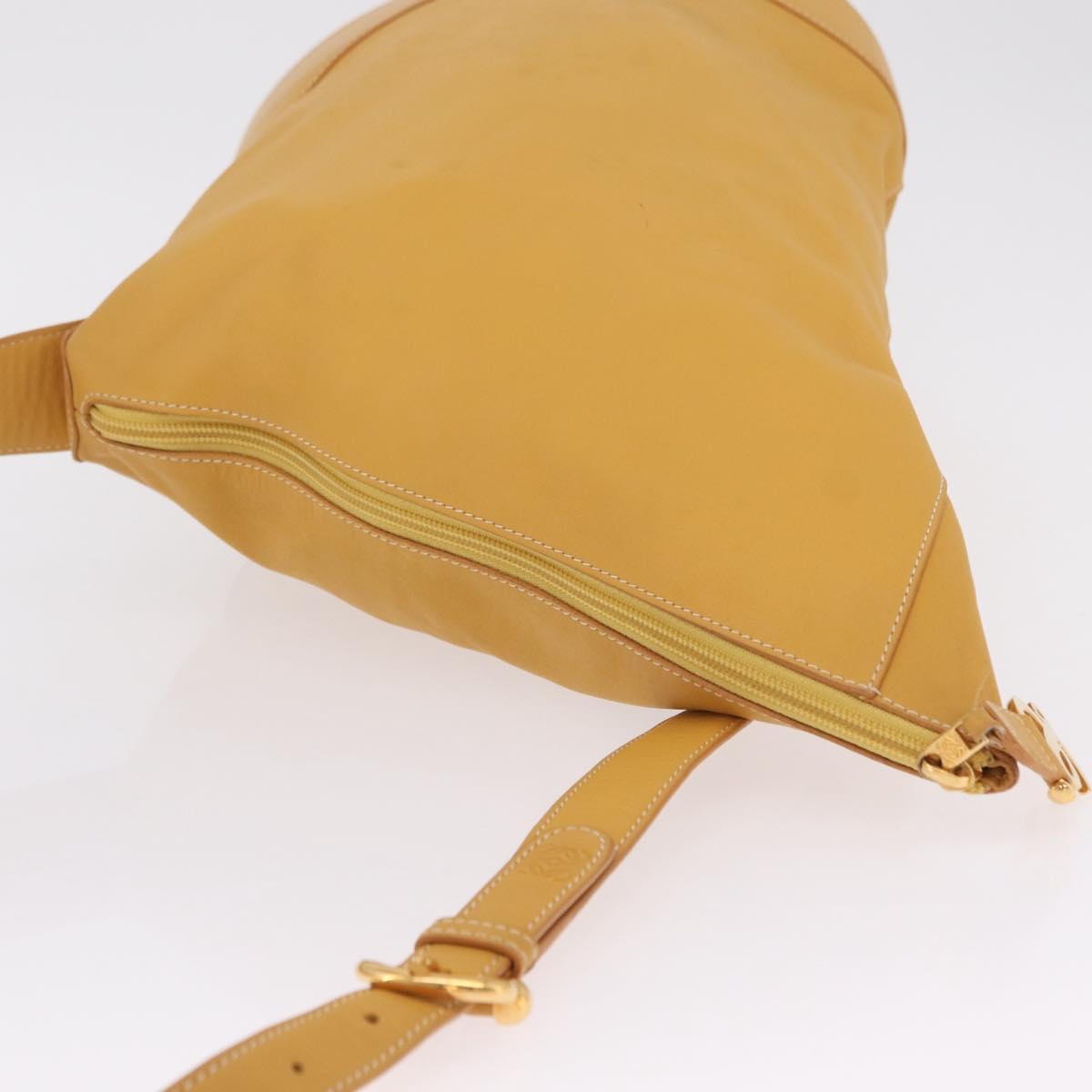 LOEWE Shoulder Bag Leather Beige Gold Auth bs37200A