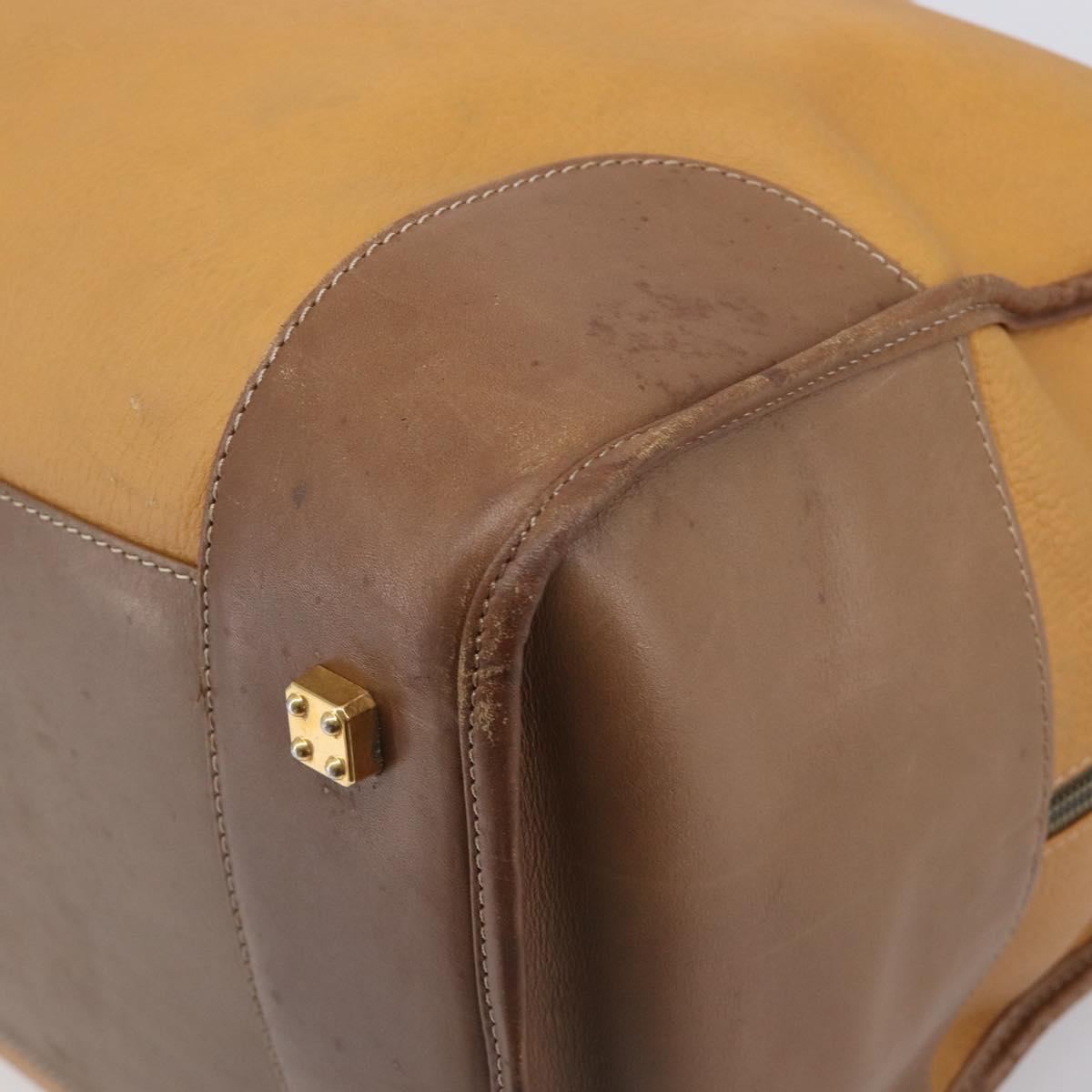 LOEWE Boston Bag Leather Beige Gold Auth bs37201