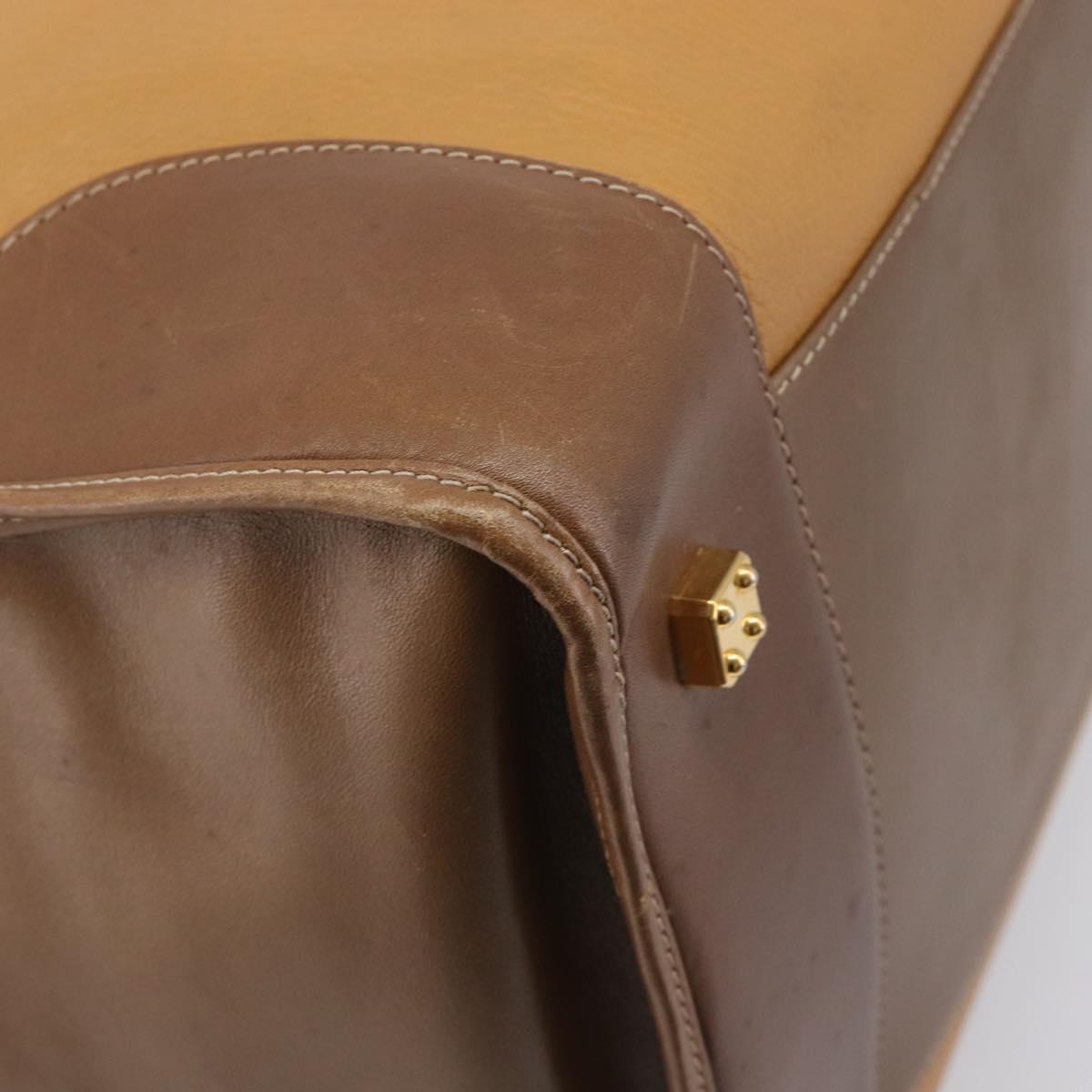 LOEWE Boston Bag Leather Beige Gold Auth bs37201