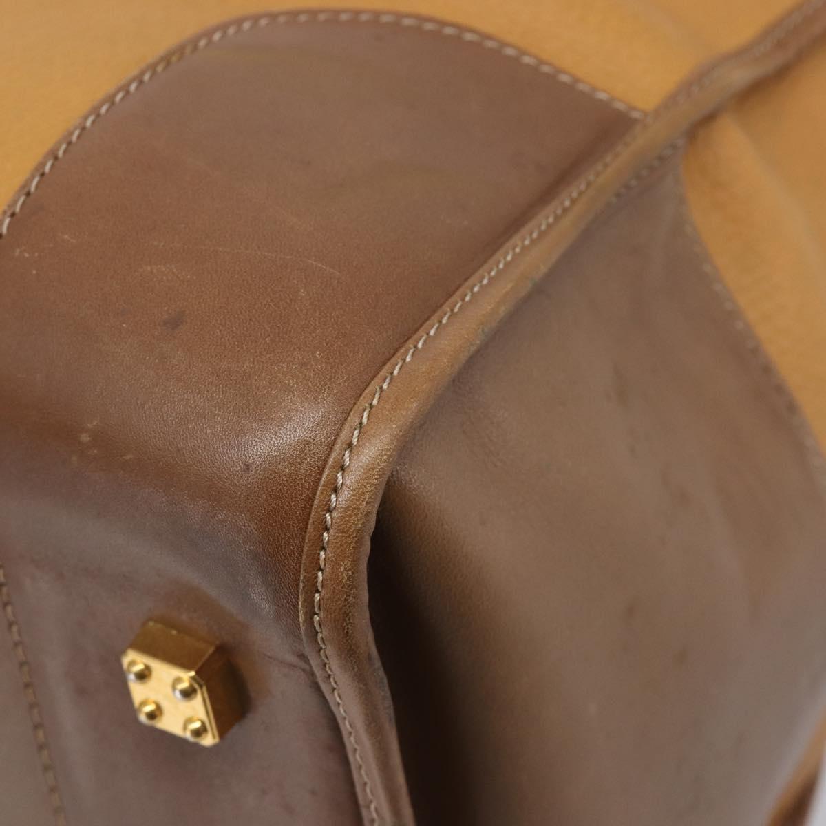 LOEWE Boston Bag Leather Beige Gold Auth bs37201