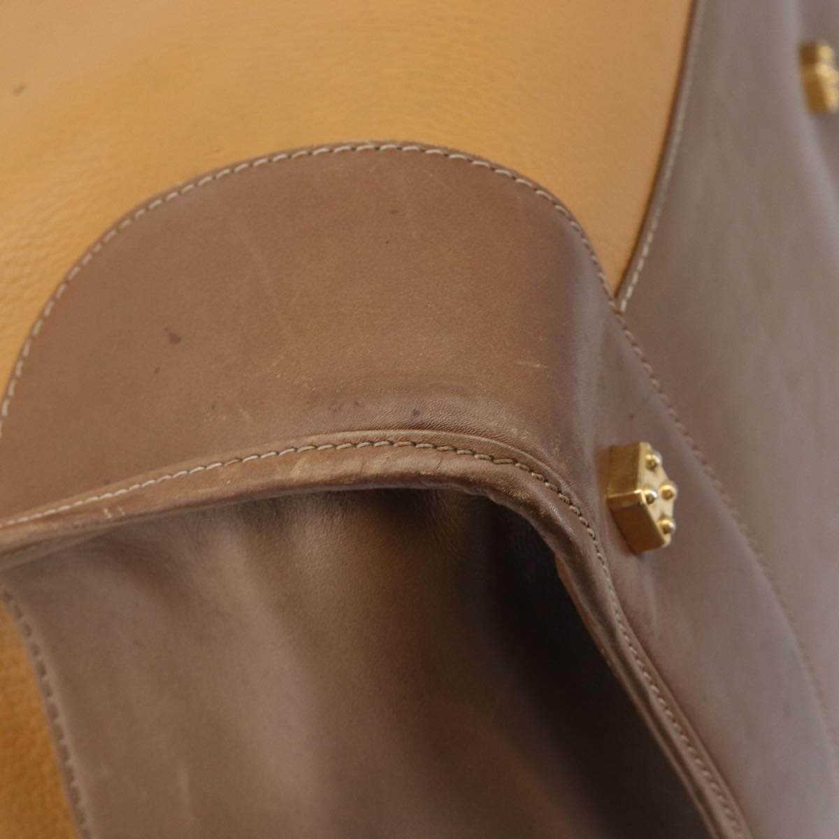 LOEWE Boston Bag Leather Beige Gold Auth bs37201