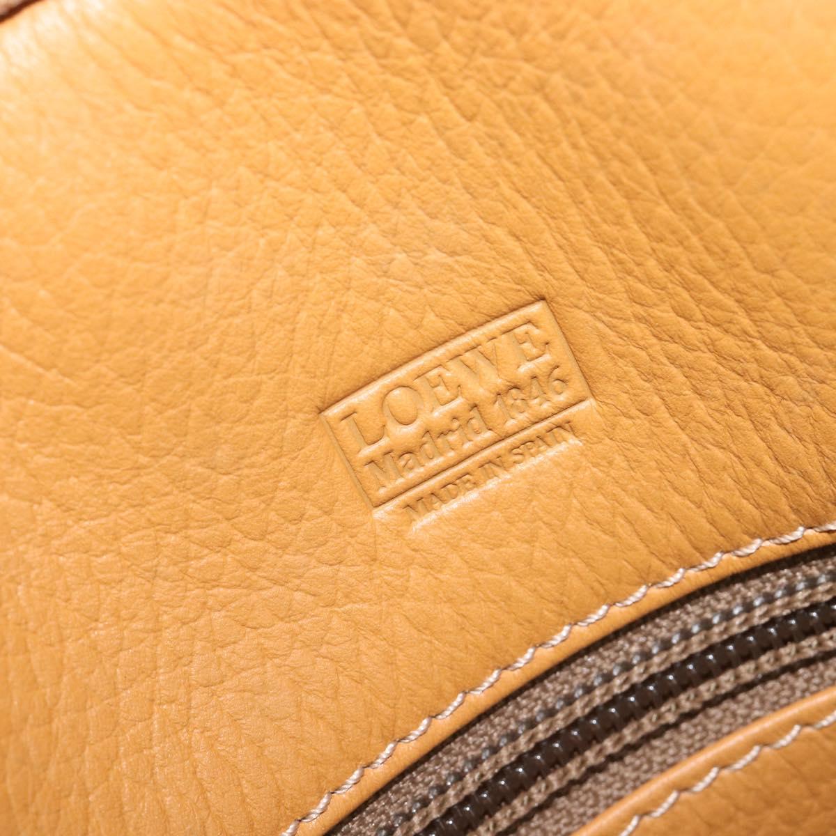 LOEWE Boston Bag Leather Beige Gold Auth bs37201