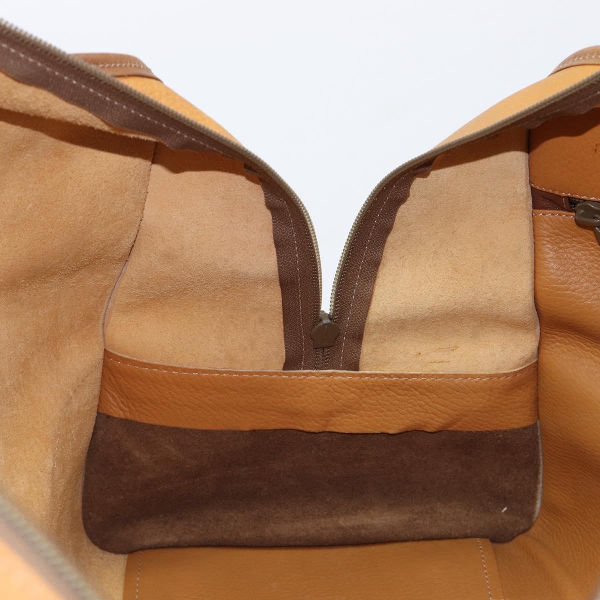 LOEWE Boston Bag Leather Beige Gold Auth bs37201