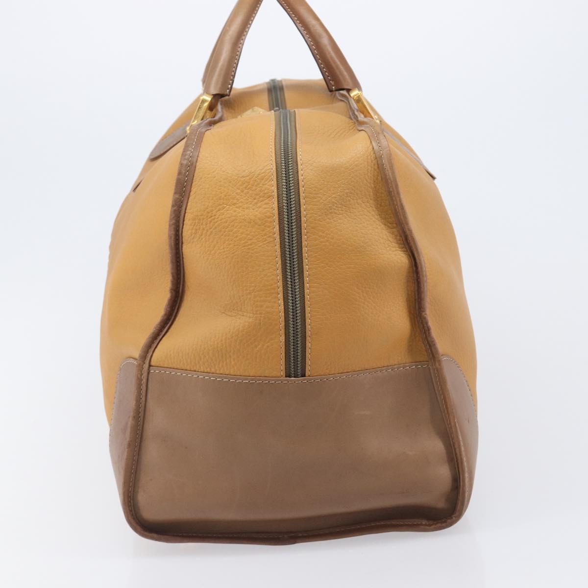 LOEWE Boston Bag Leather Beige Gold Auth bs37201