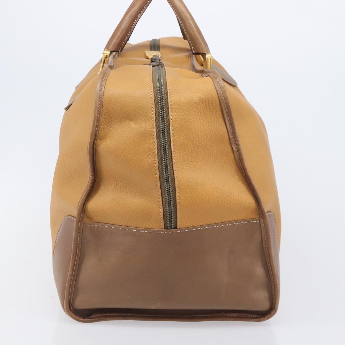 LOEWE Boston Bag Leather Beige Gold Auth bs37201