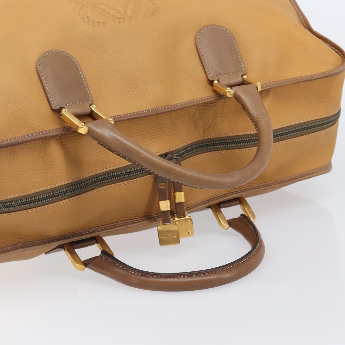 LOEWE Boston Bag Leather Beige Gold Auth bs37201
