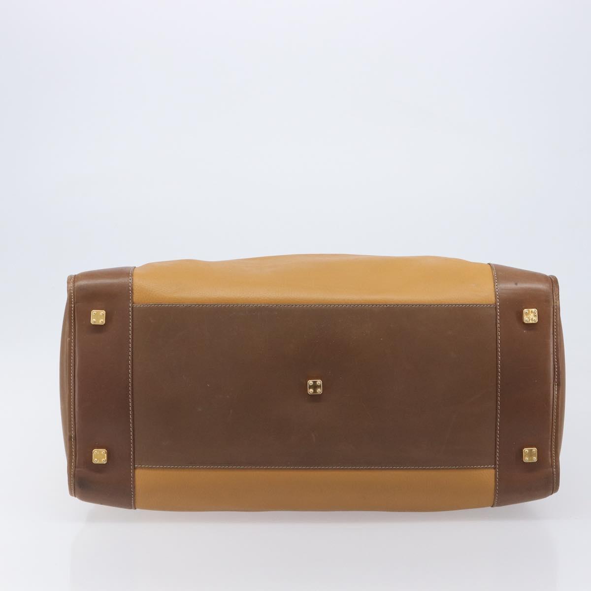 LOEWE Boston Bag Leather Beige Gold Auth bs37201