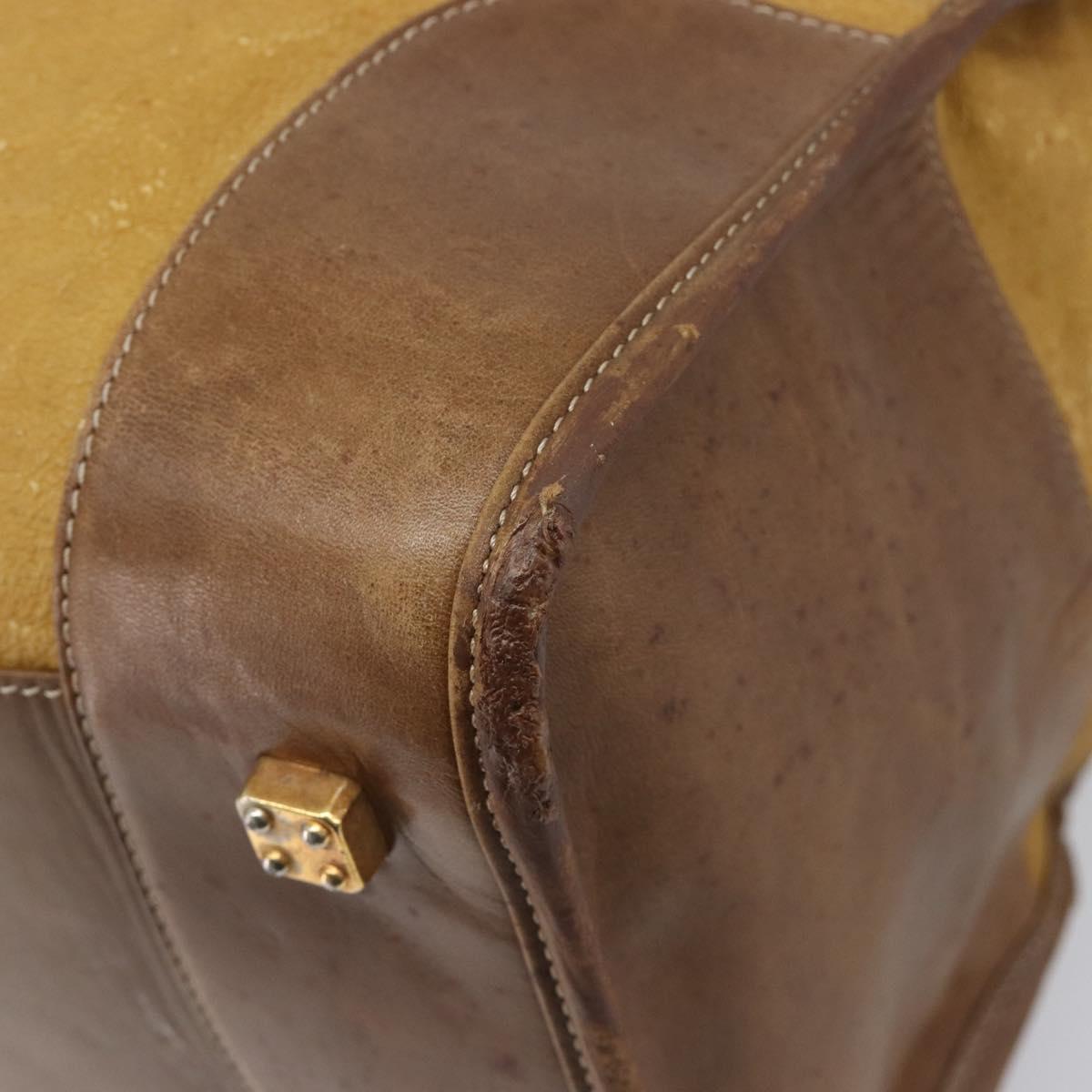 LOEWE Boston Bag Leather Beige Gold Auth bs37202