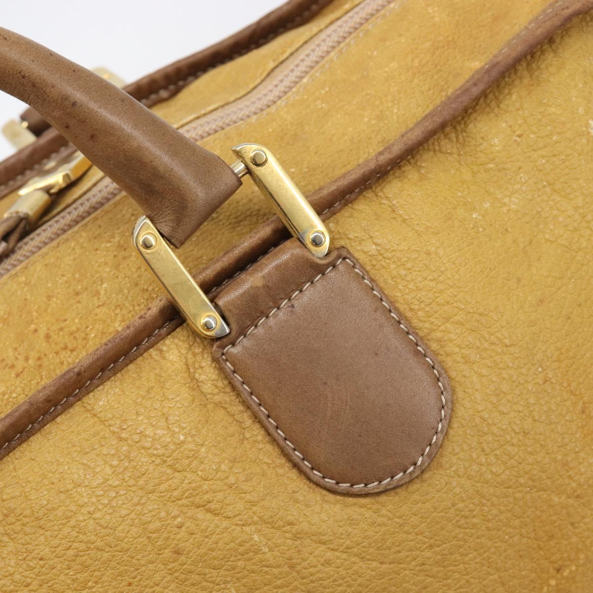 LOEWE Boston Bag Leather Beige Gold Auth bs37202