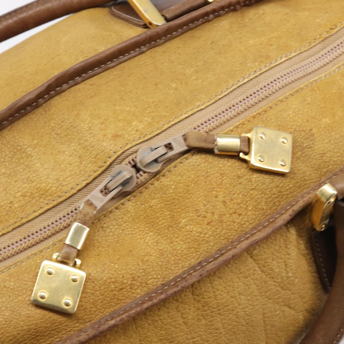 LOEWE Boston Bag Leather Beige Gold Auth bs37202