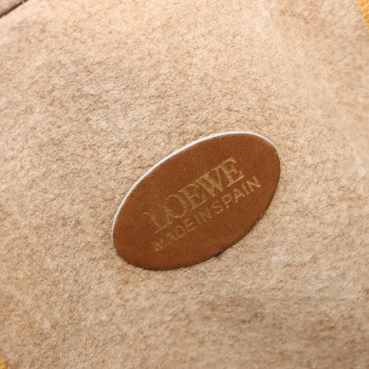 LOEWE Boston Bag Leather Beige Gold Auth bs37202