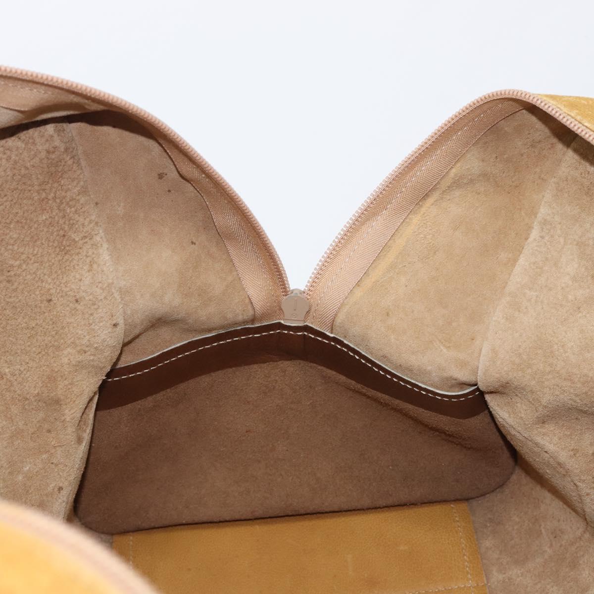 LOEWE Boston Bag Leather Beige Gold Auth bs37202