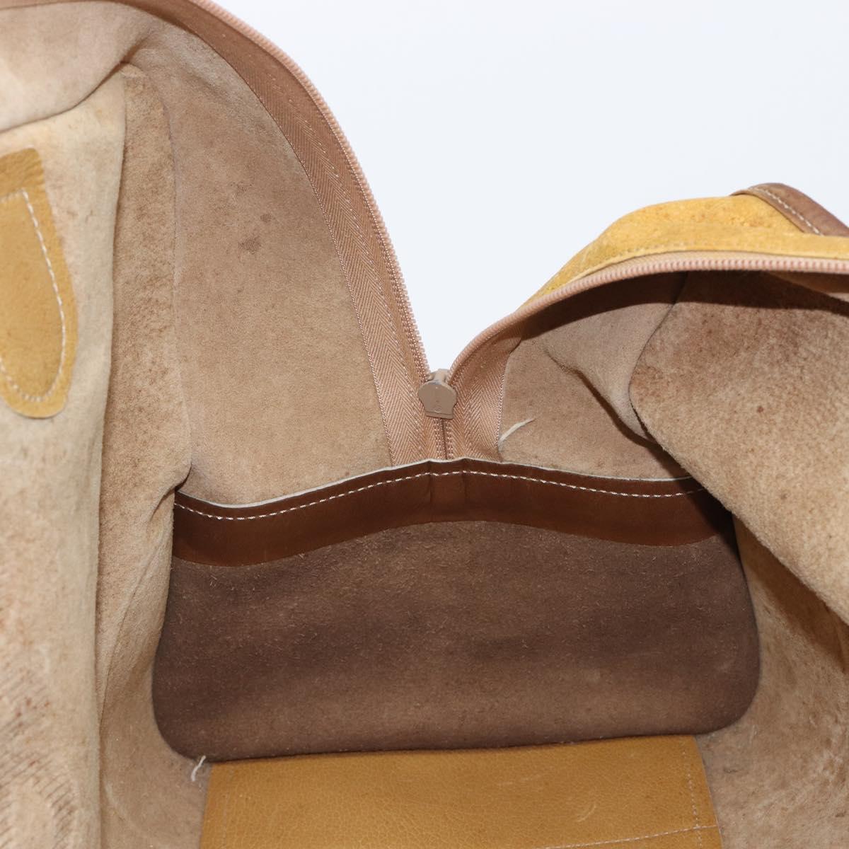 LOEWE Boston Bag Leather Beige Gold Auth bs37202