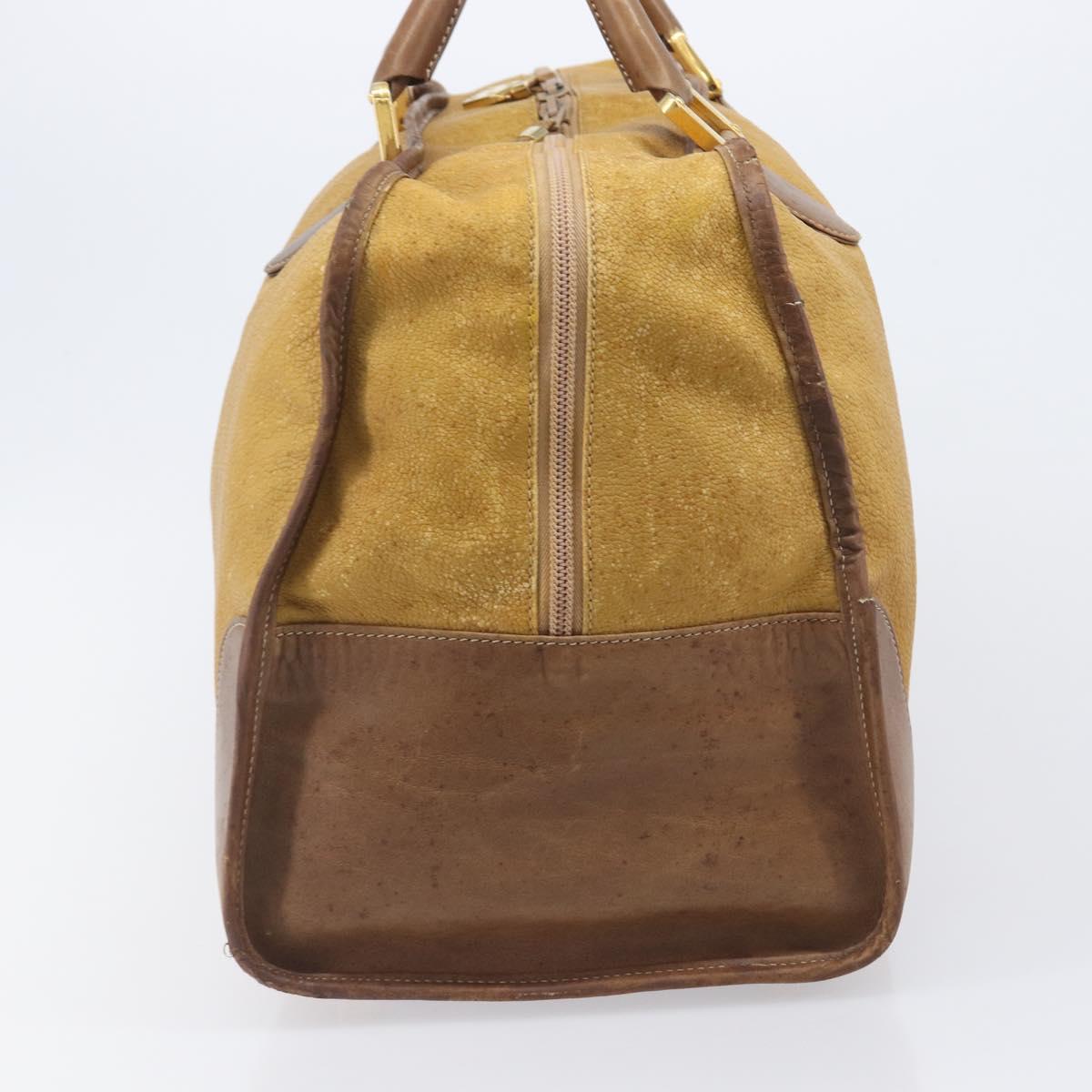 LOEWE Boston Bag Leather Beige Gold Auth bs37202