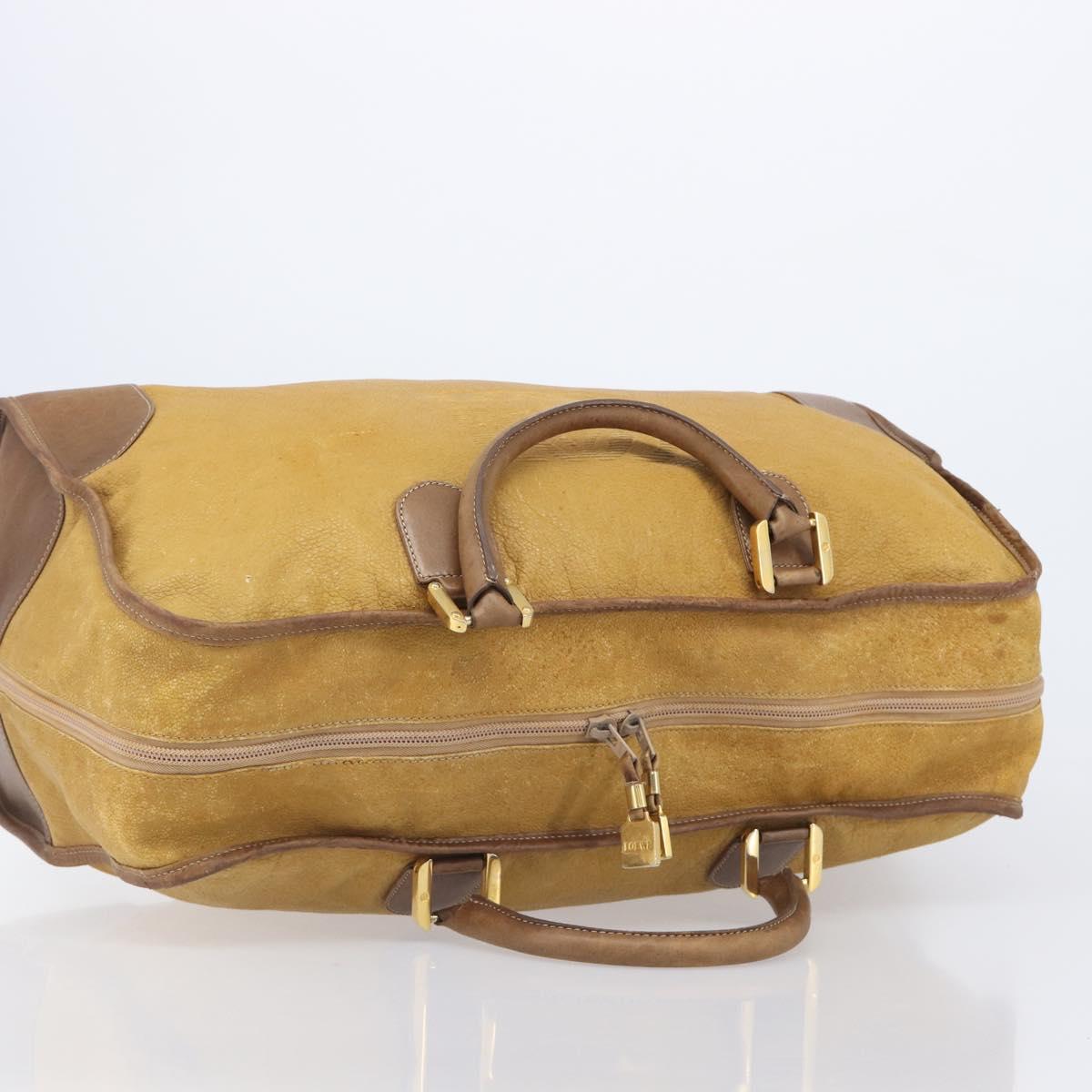 LOEWE Boston Bag Leather Beige Gold Auth bs37202