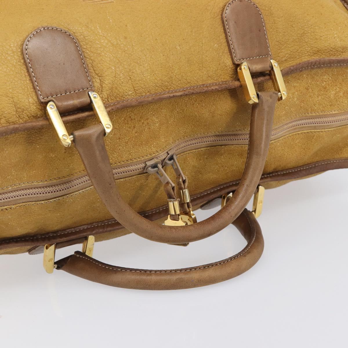 LOEWE Boston Bag Leather Beige Gold Auth bs37202