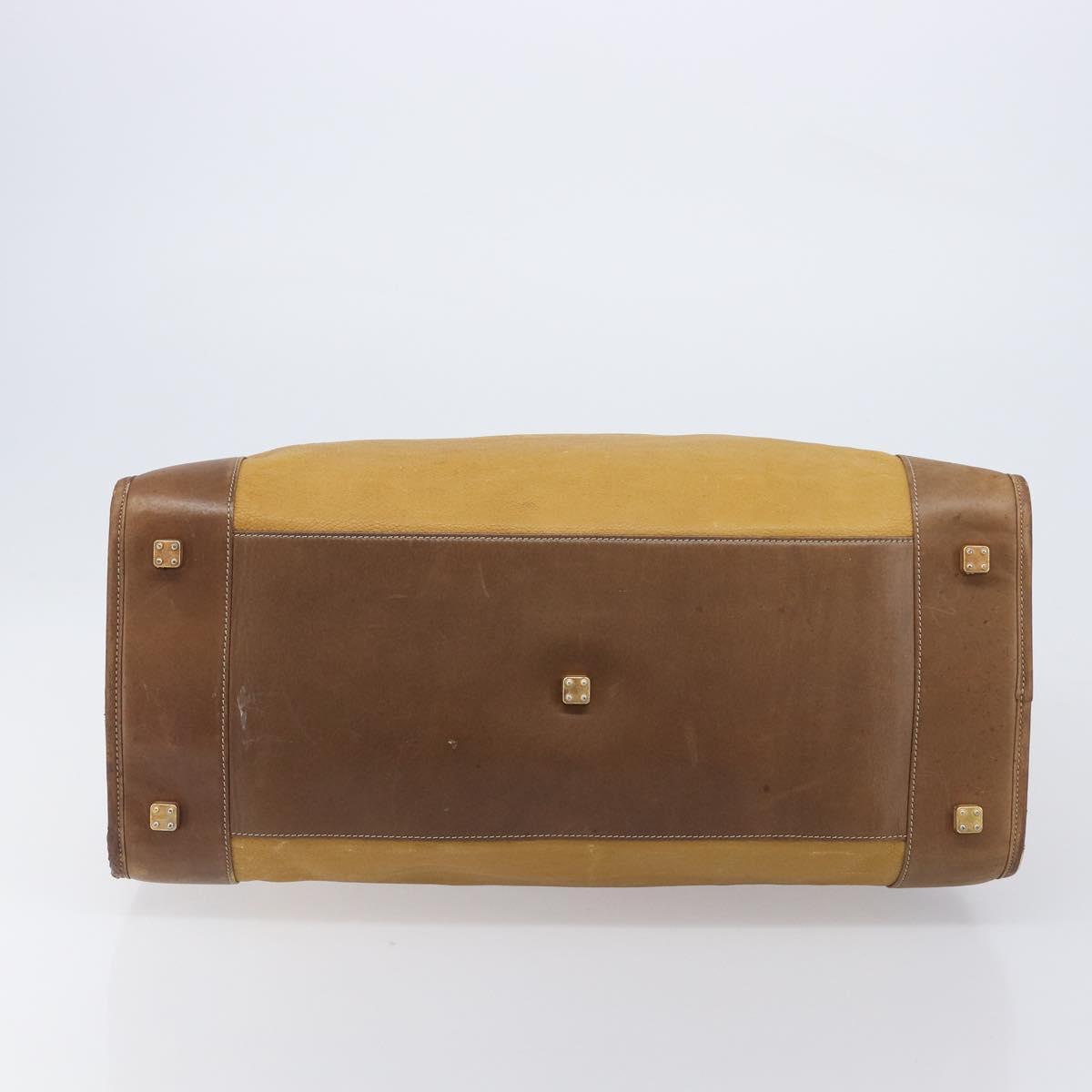 LOEWE Boston Bag Leather Beige Gold Auth bs37202