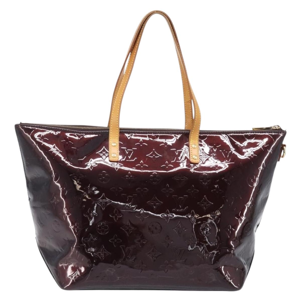 LOUIS VUITTON Monogram Vernis Bellevue GM Bag Amarante M93589 LV Auth bs37206